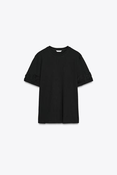 3D FLORAL T-SHIRT - Black by Zara - Image 5