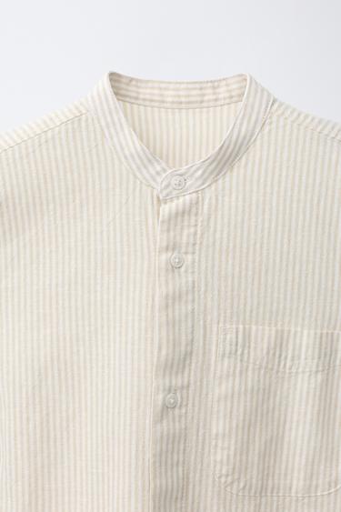 STRIPED COTTON LINEN SHIRT - Sand by Zara - Image 2