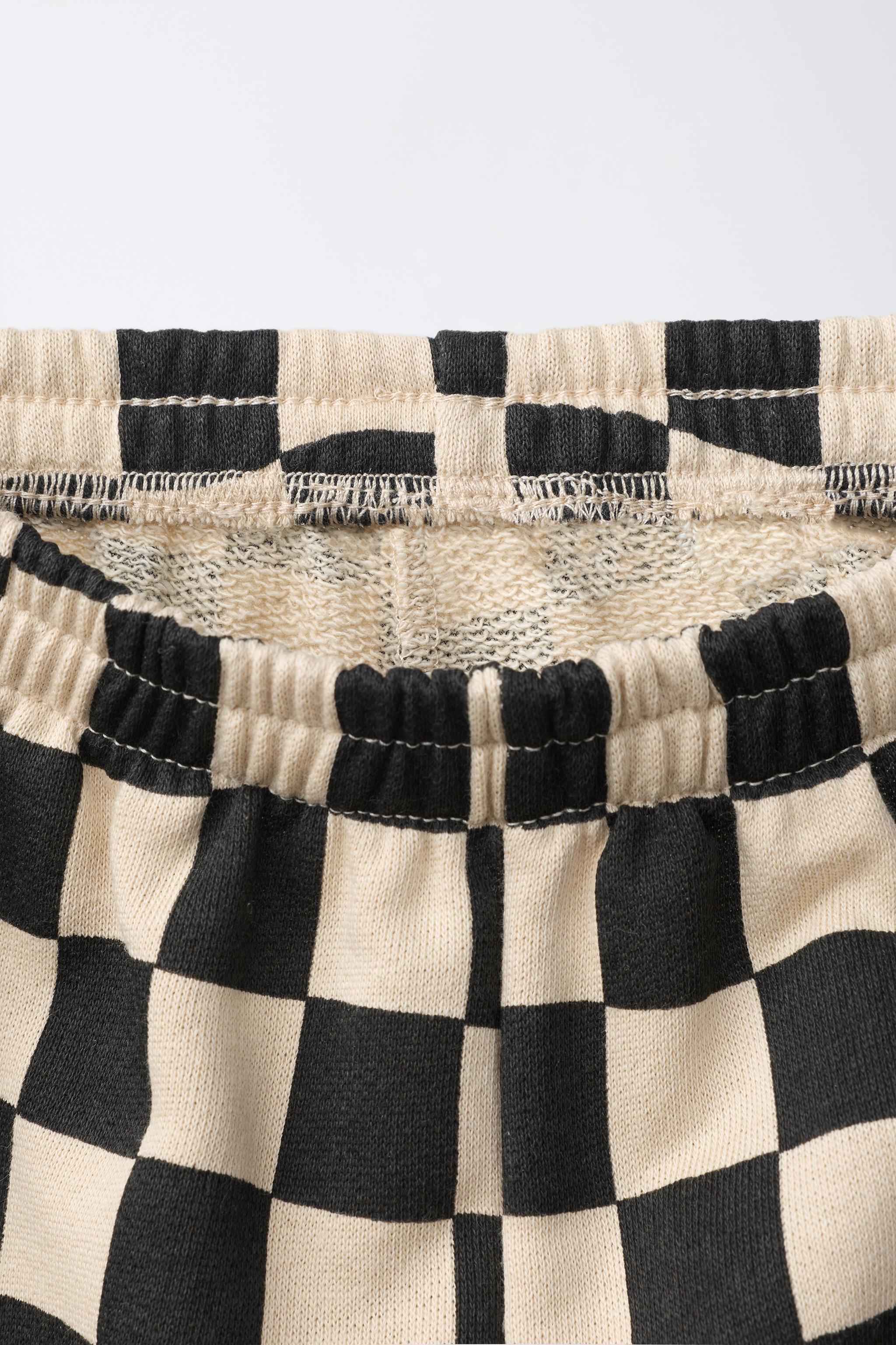 CHECKERBOARD BARREL PANTS