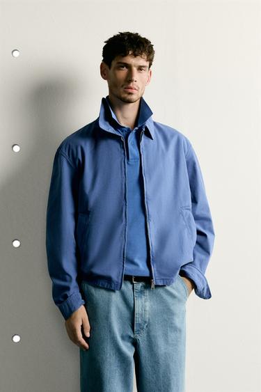 REGULAR FIT WASHED COTTON JACKET - Blue by Zara
