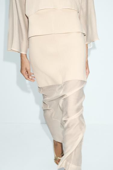 COMBINED KNIT MIDI SKIRT - Ecru by Zara