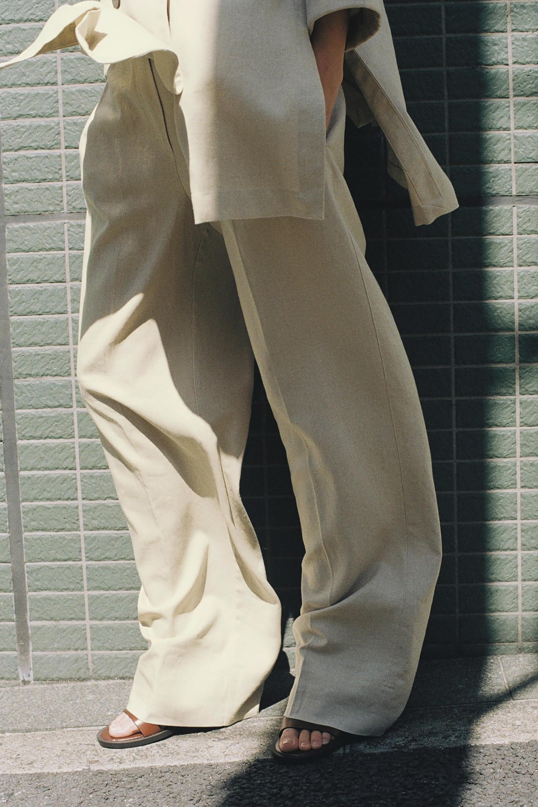 【ZARA】ワイドレッグ リネンブレンド パンツ 8372/306/052 ZARA】ワイドレッグ リネンブレンド パンツ 8372/306/052 (ZARA