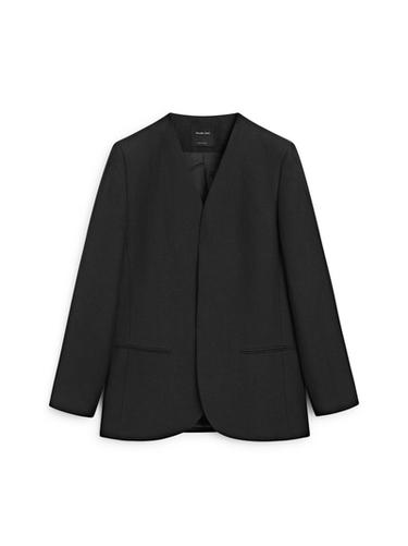 Americana sin solapa lino - Negro de Zara