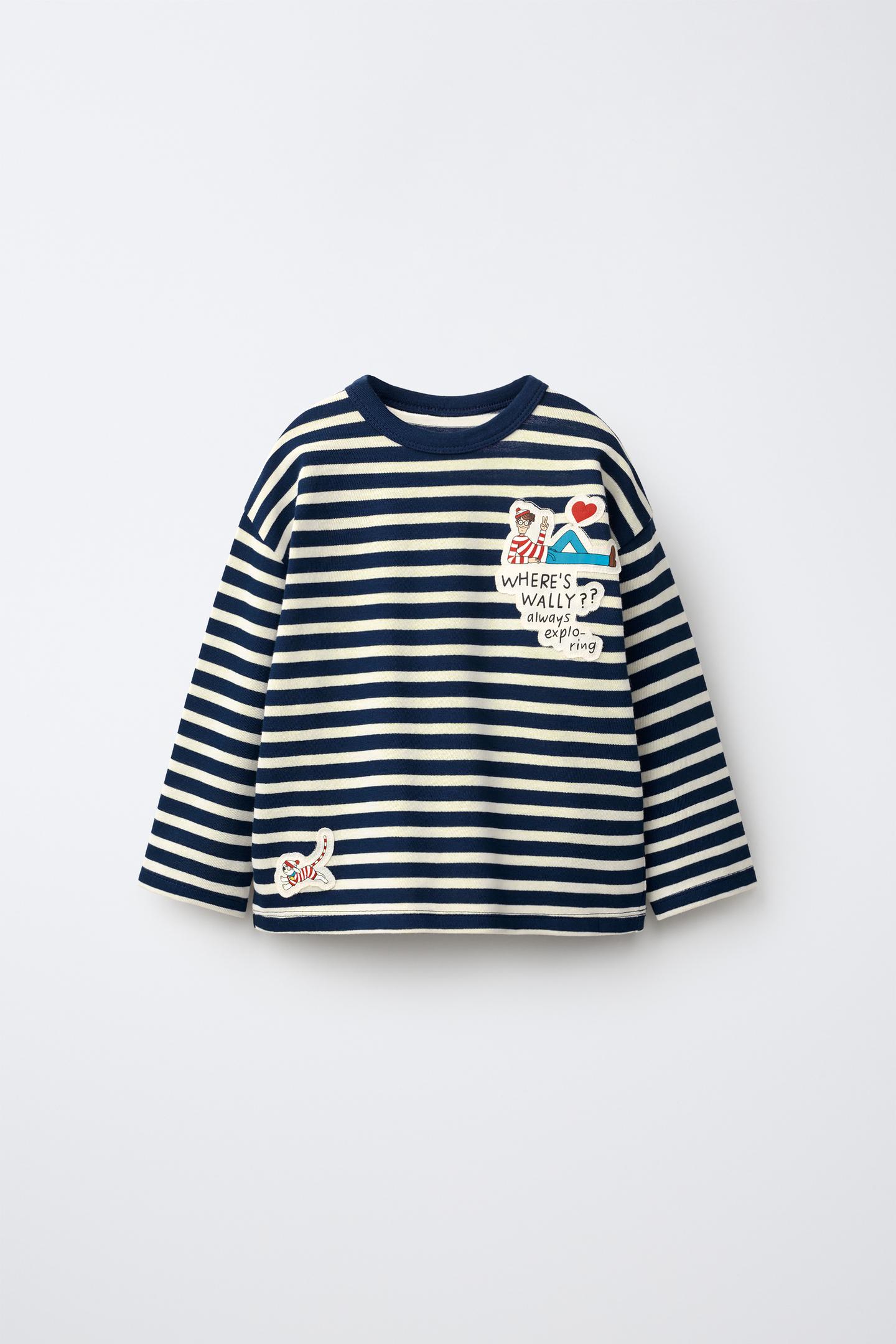 Детская футболка Zara WHERE'S Wally ® Dreamworks Striped, цвет: Синий / Белый