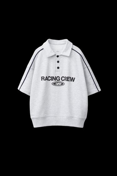 SUDADERA POLO ESTAMPADO TEXTO - Gris vigoré de Zara - Imagen 0