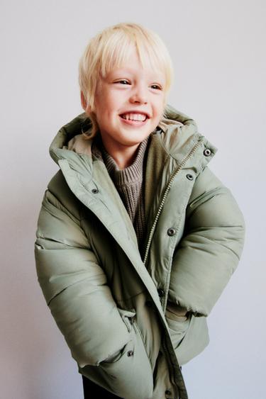 Zara PADDED CARGO COAT - Khaki