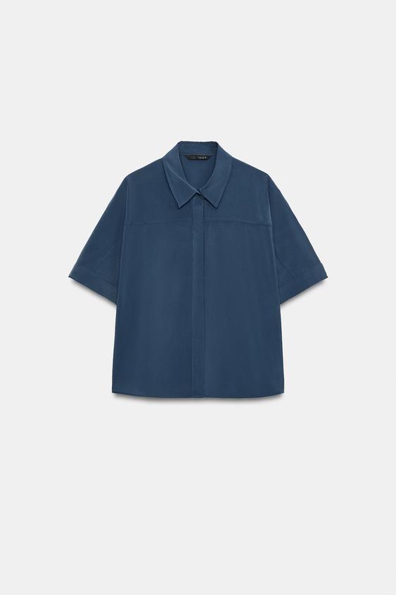 CAMISA FLUIDA MANGA CORTA - Azulón de Zara - Imagen 0