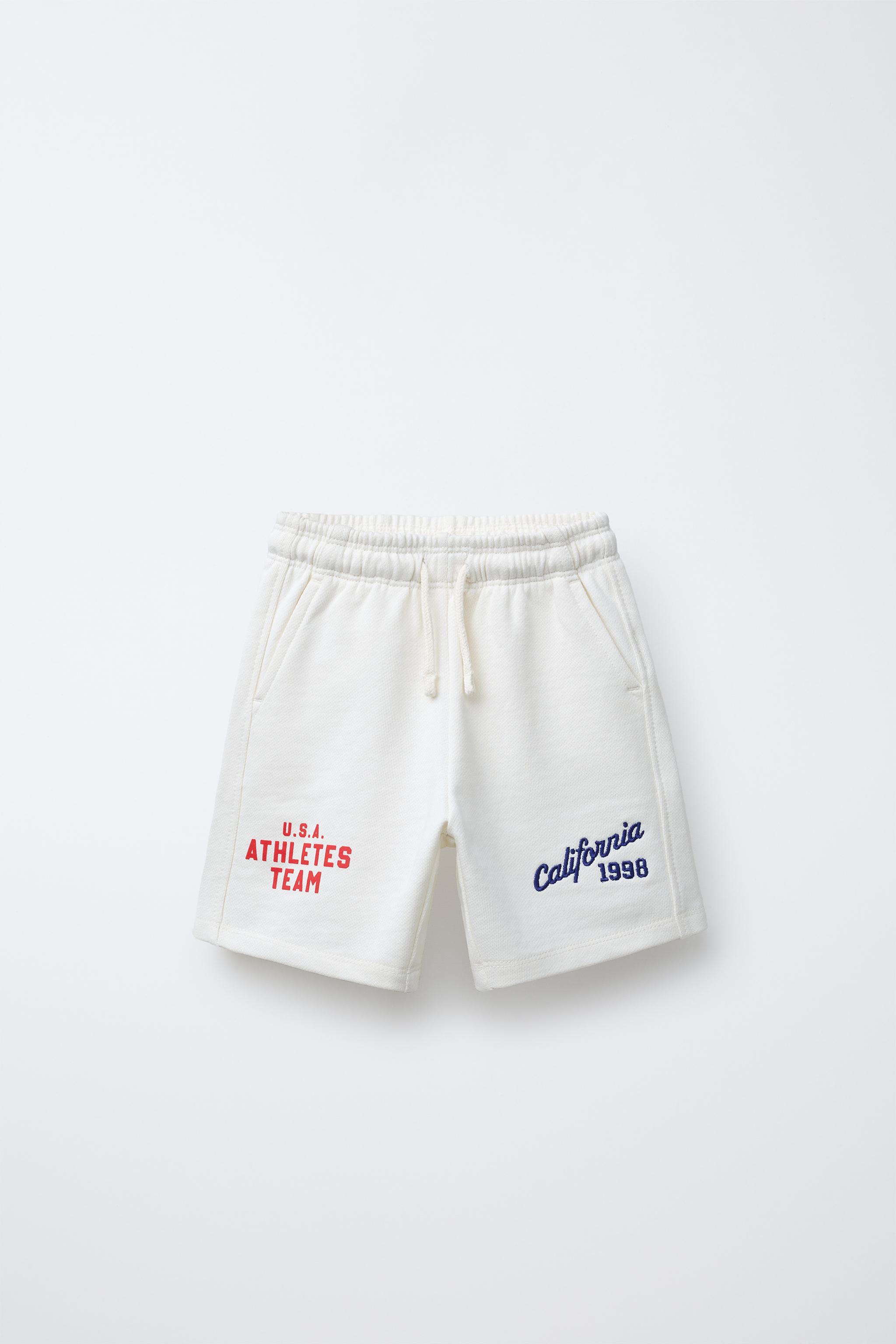 テキストエンブロイダリー バミューダパンツ - エクリュ | ZARA