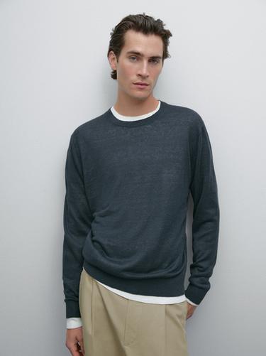 Zara 100% linen knit sweater - crocodile