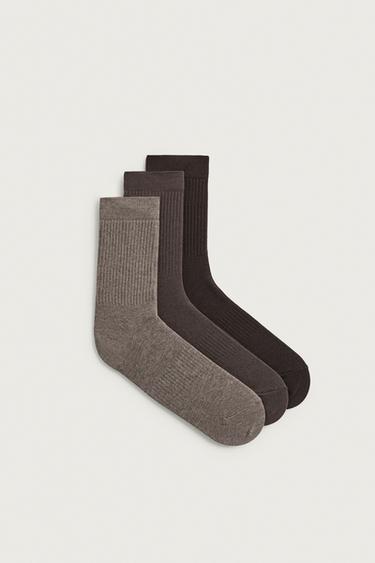 CALCETINES RIB PACK 3 - Marrón de Zara