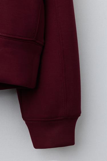 SWEATSHIRT WITH RAISED SLOGAN PRINT - Burgundy by Zara - Image 4