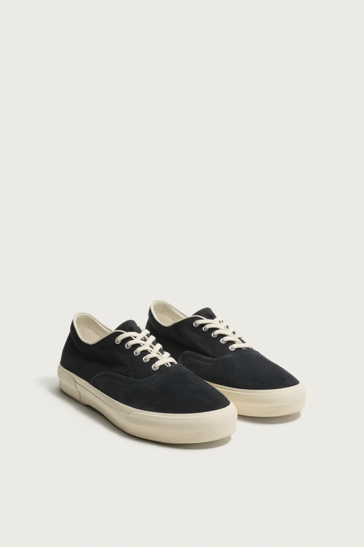 COMBINED LEATHER SNEAKERS — Blue