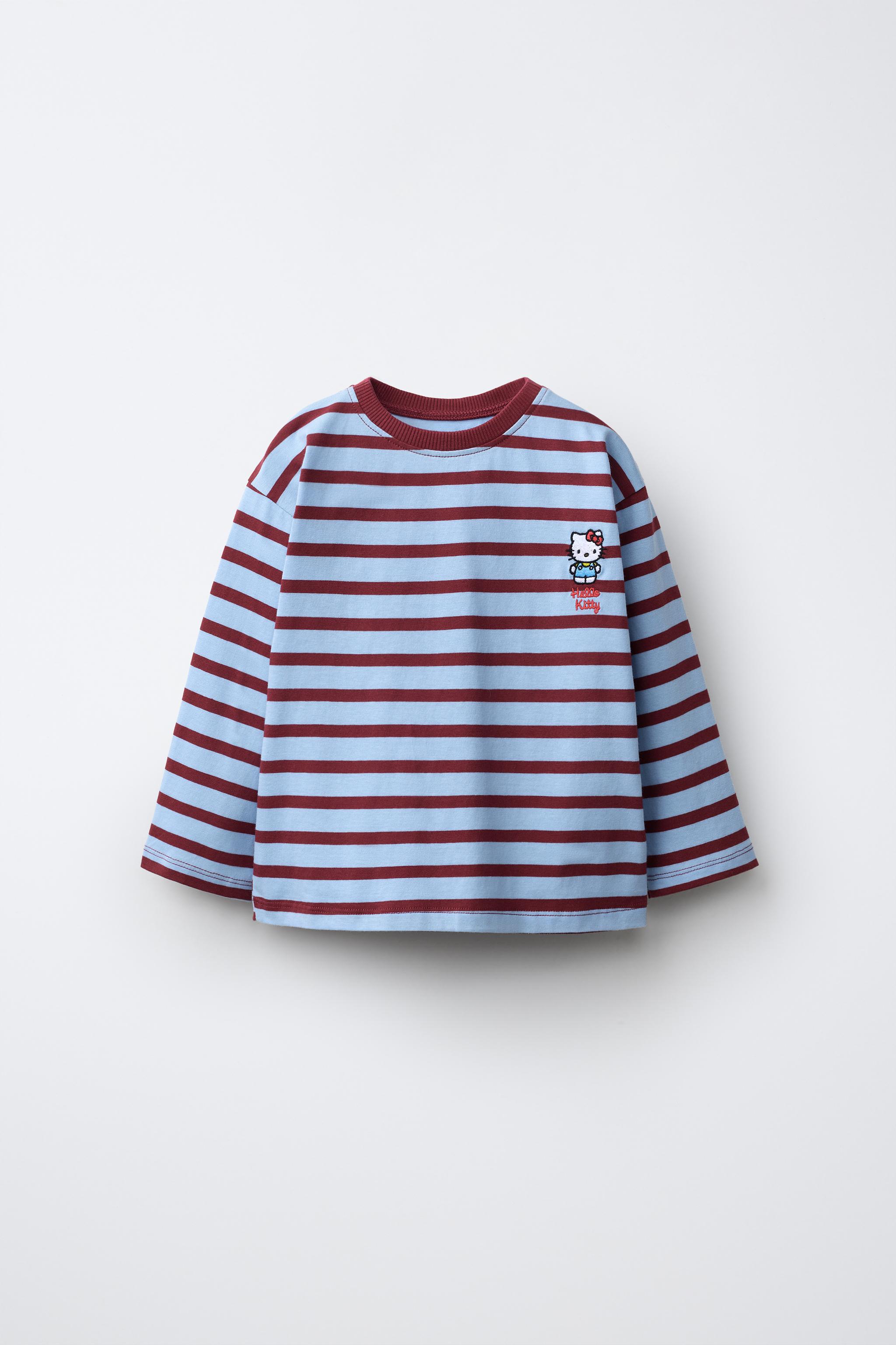 HELLO KITTY © SANRIO EMBROIDERED STRIPED T-SHIRT