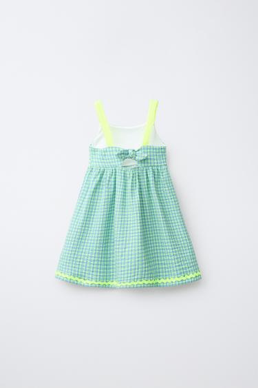 CONTRAST RICKRACK PRINT DRESS — Light lime green 2