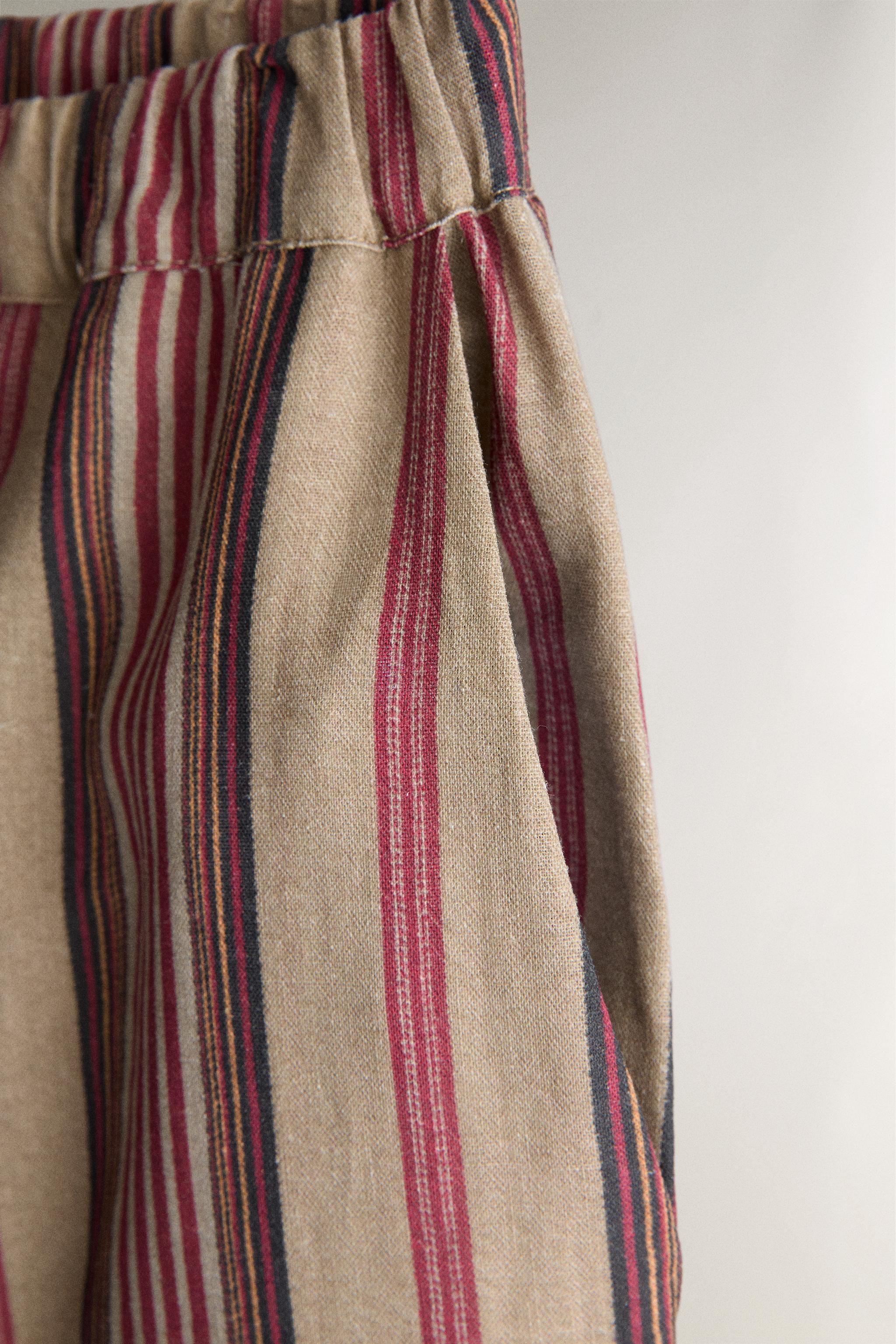 COTTON LINEN STRIPED TROUSERS | KATHARINE POLE