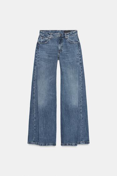JEANS ZW COLLECTION FLARE TIRO BAJO PLIEGUES - Azul de Zara