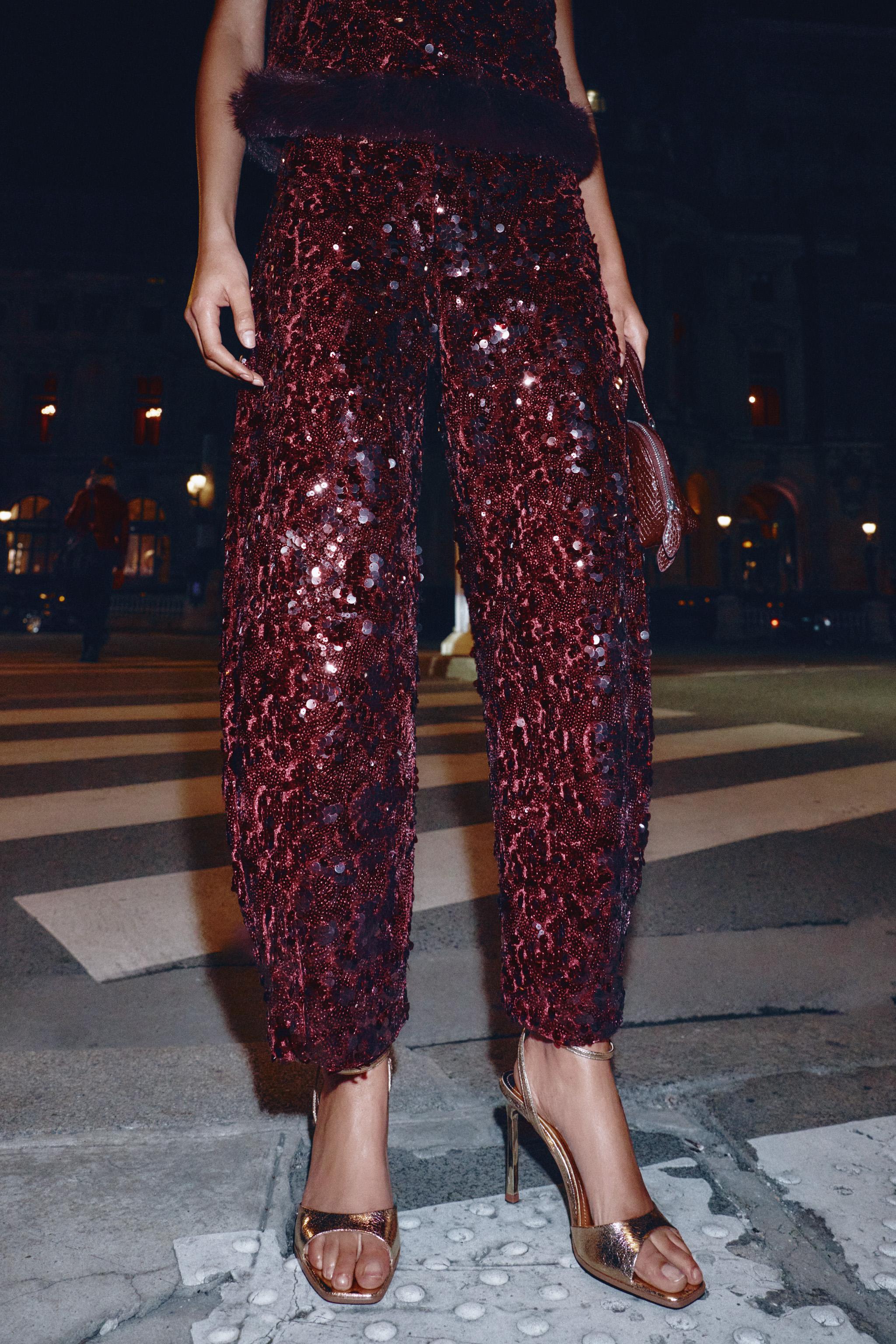 SEQUIN BARREL PANTS