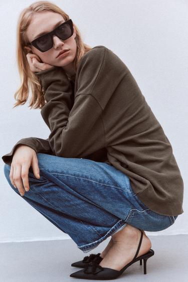 SLINGBACK HEELS WITH BOW - Black by Zara