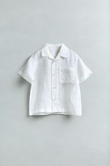 CHEMISE UNIE 100 % LIN - Écru de Zara
