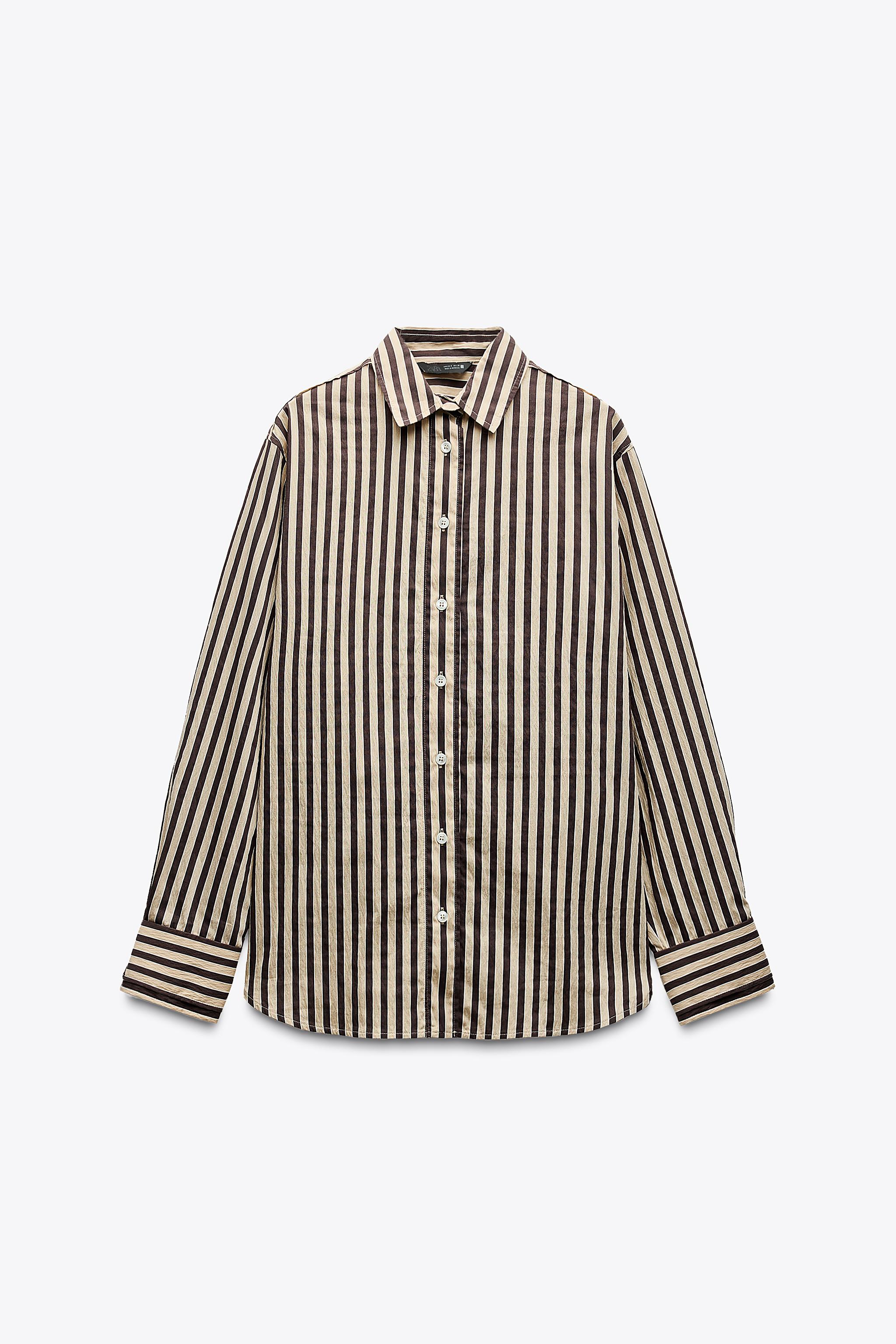 OVERSIZED STRIPED SHIRT - Beige-brown | ZARA United States
