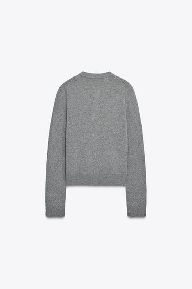 GILET BASIQUE EN CACHEMIRE ET LAINE - Gris de Zara - Image 8