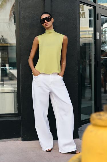 TOP SATINÉ AVEC NŒUD - Vert pistache de Zara - Image 5