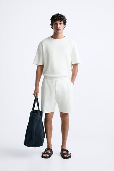 ШОРТЫ SOFT В РУБЧИК — ЖЕЛТОВАТО-БЕЛЫЙ от Zara — изображение 0