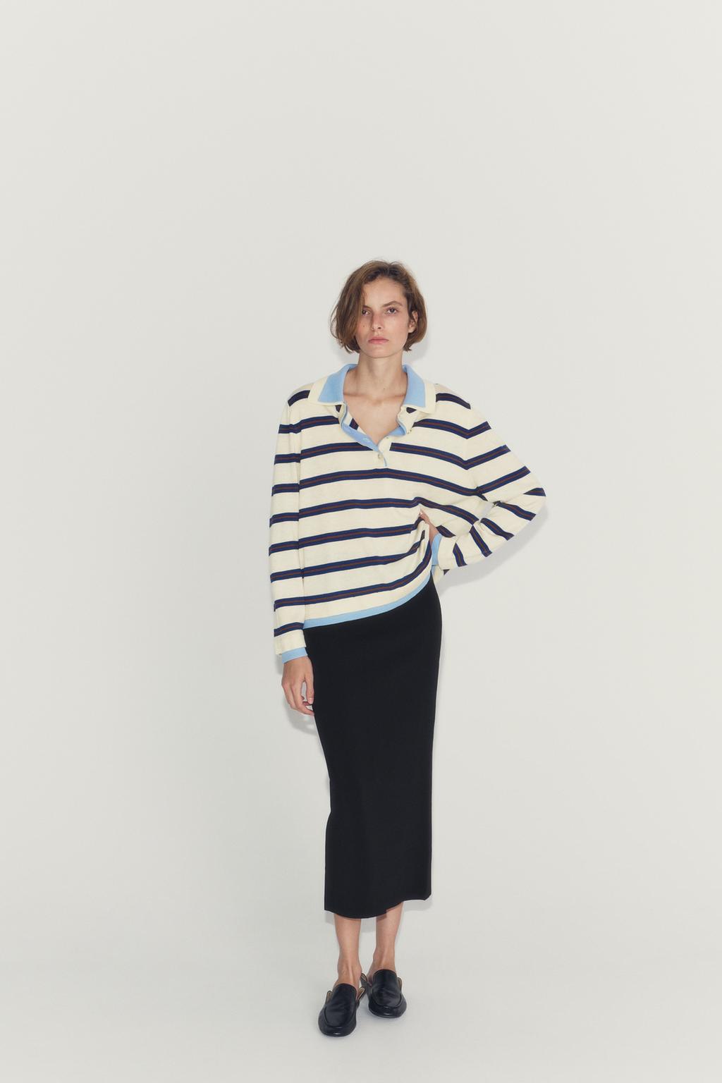 STRIPED CONTRAST KNIT POLO