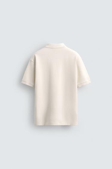 TEXTURED REGULAR FIT POLO SHIRT - Oyster-white by Zara - Image 7