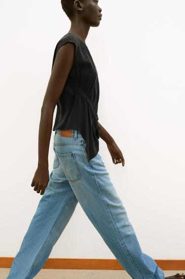 SLEEVELESS TOP WITH GATHERING - Black by Zara - Image 4