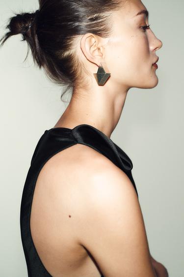 TOP LONG SATINÉ À FRANGES - Noir de Zara - Image 3