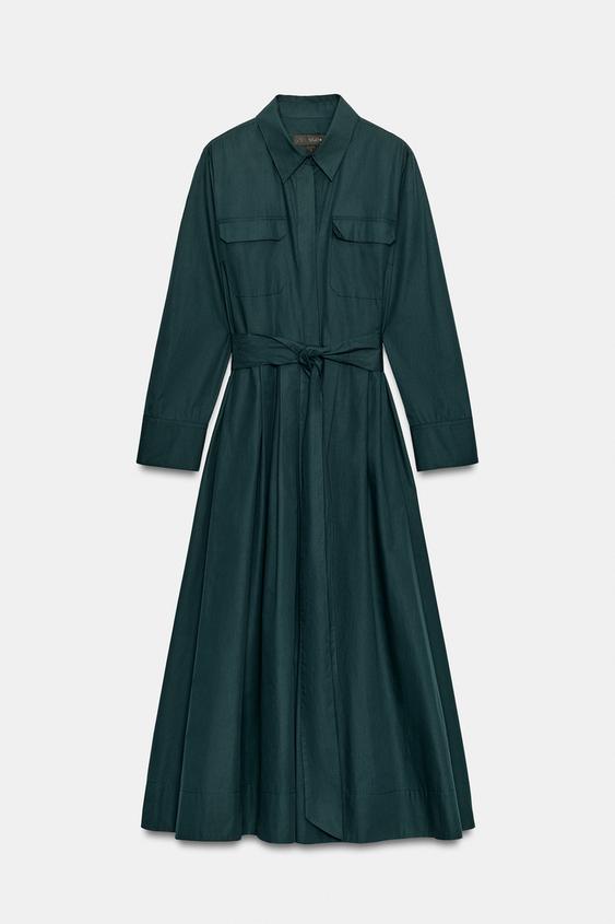 VESTIDO CAMISERO ZW COLLECTION - Verde oscuro de Zara - Imagen 0