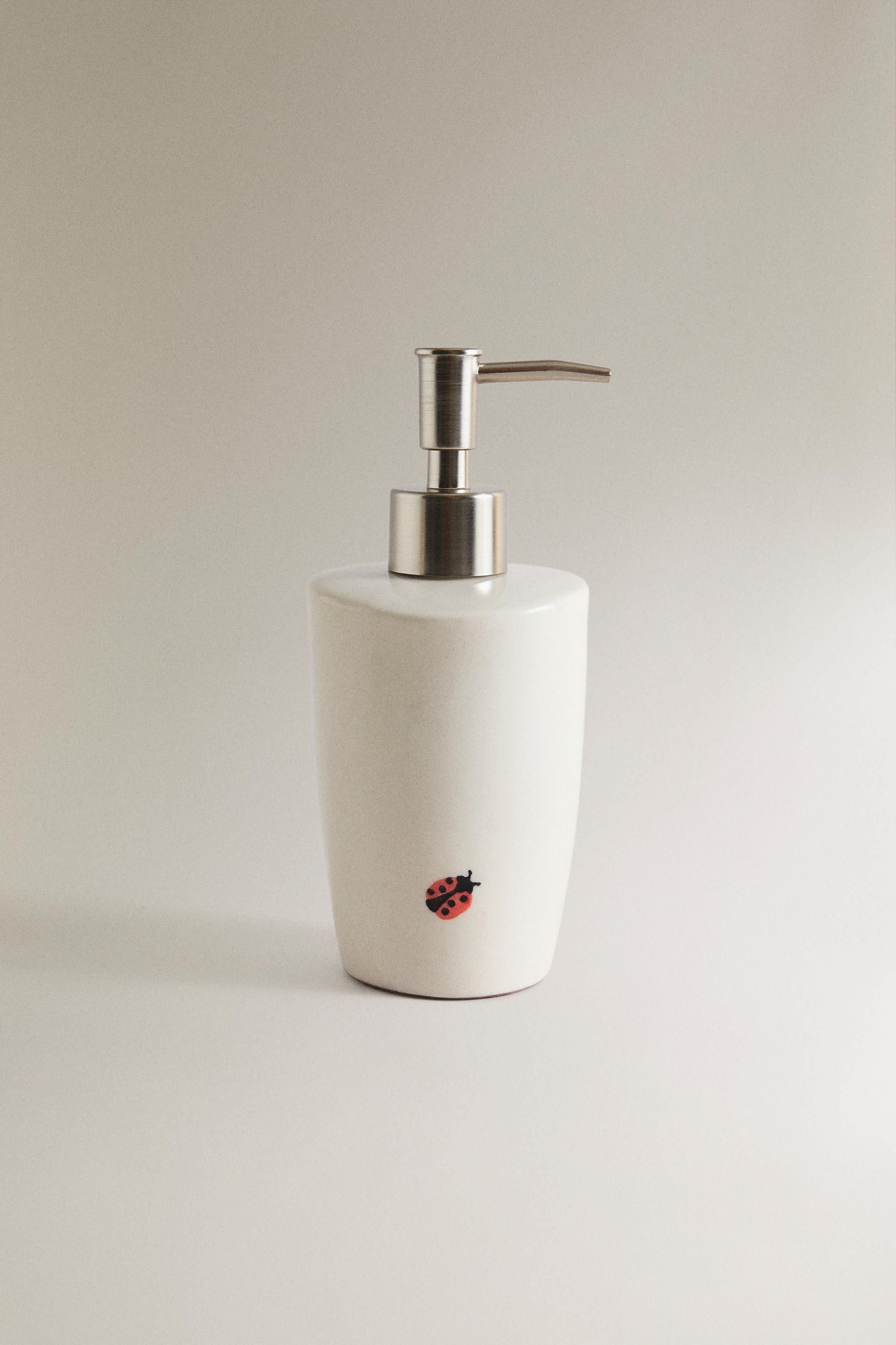 LADYBUG CERAMIC SOAP DISPENSER — Beige