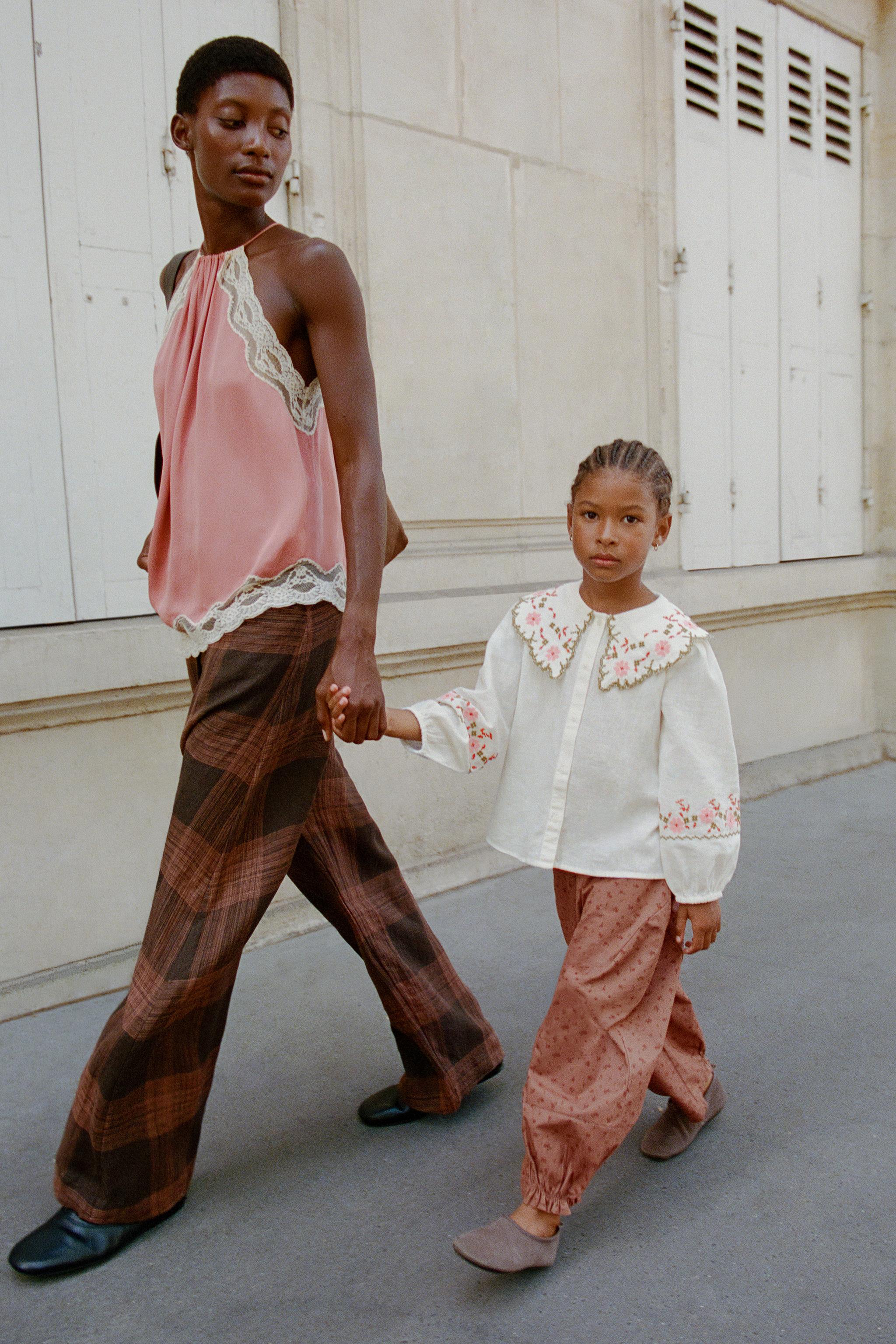 Детские рубашки Zara COTTON-LINEN CROSS-STITCH EMBROIDERED SHIRT — фото 6