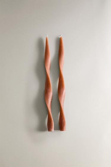 Zara SET OF DECORATIVE POWDERED CANDLES (SET OF 2) - Brown