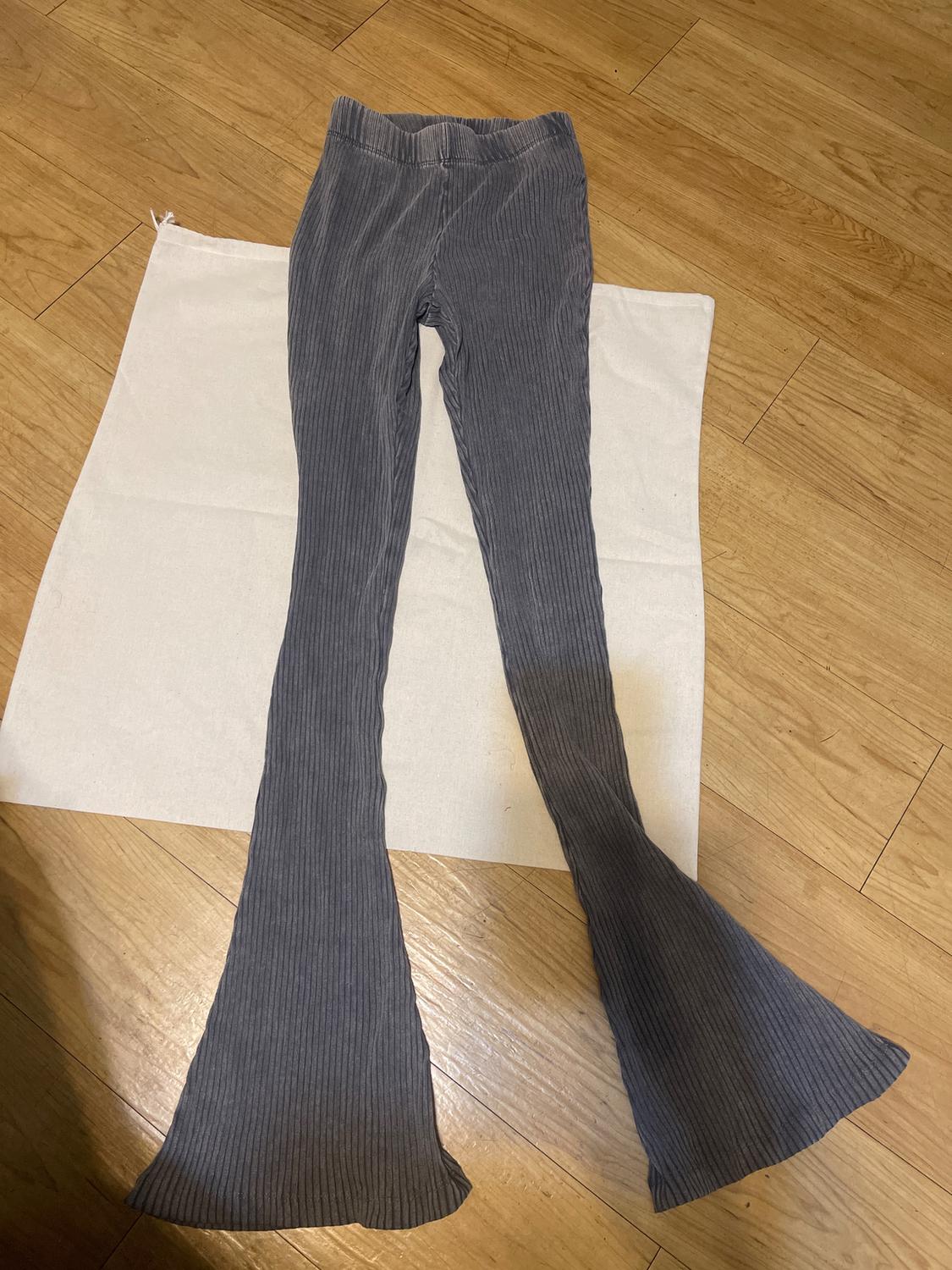 WASHED EFFECT RIBBED FLARE PANTS - Image 2