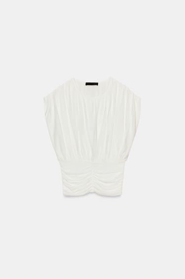 DRAPED KNIT TOP - White by Zara - Image 2