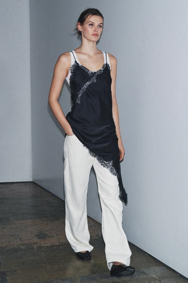 Zara ZW COLLECTION ASYMMETRIC LACE DRESS - Blue