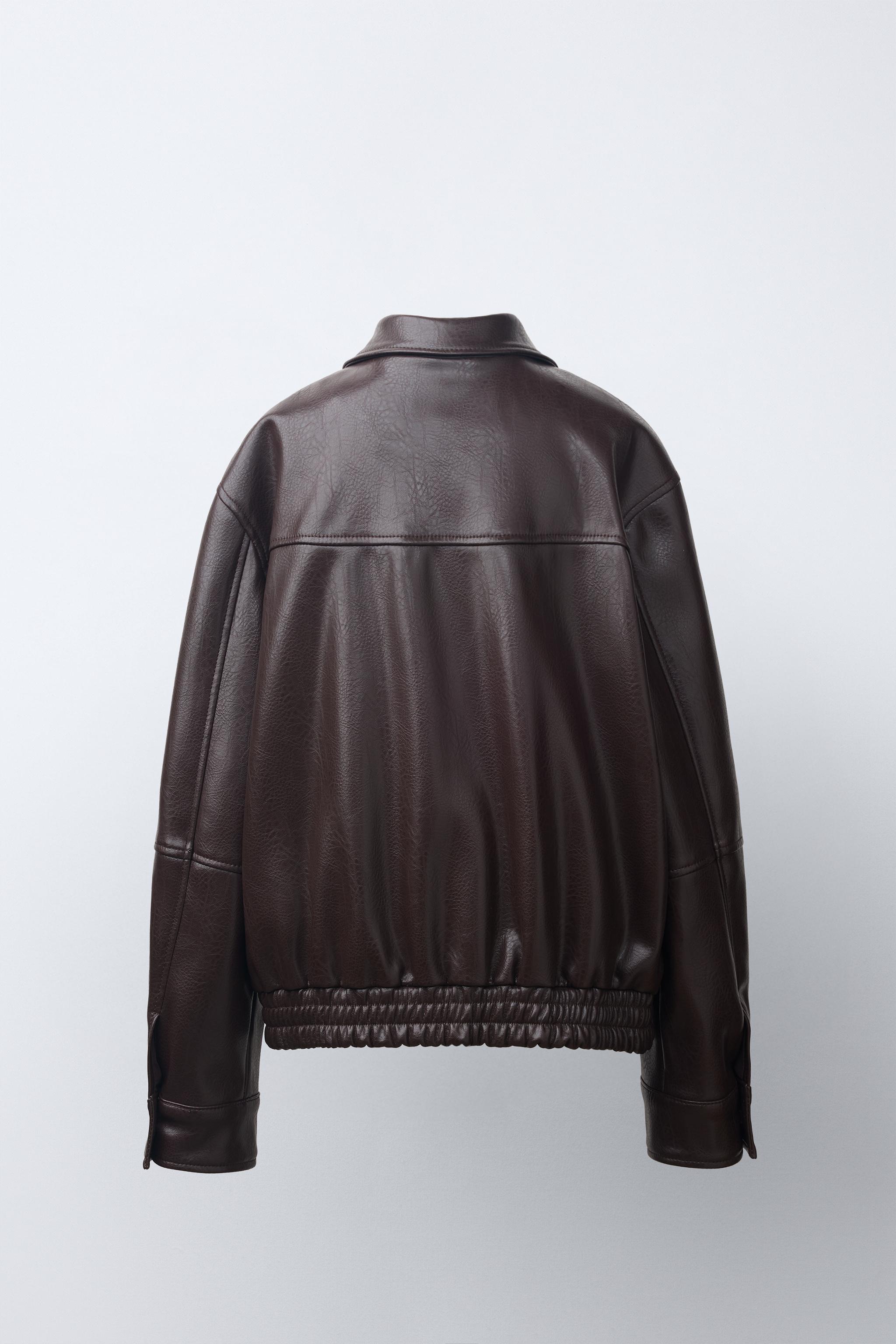 LEATHER EFFECT BOMBER JACKET - Brown | ZARA South Africa