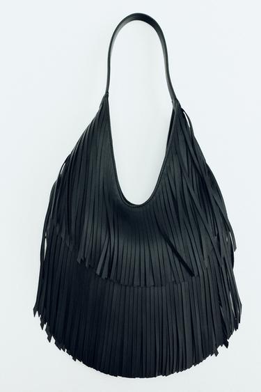 BOLSO SHOPPER FLECOS - Negro de Zara