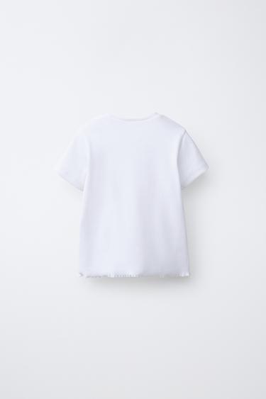 RIB T-SHIRT WITH PATCH - White by Zara - Image 1