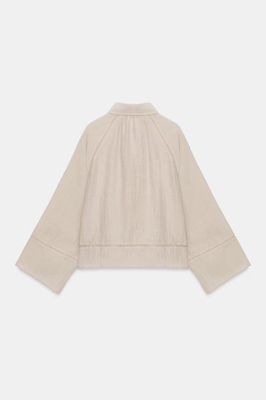 BLOUSE RUSTIQUE ENTRE-DEUX - Beige clair de Zara - Image 8
