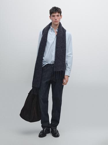 Zara Regular fit striped poplin shirt - Sky blue