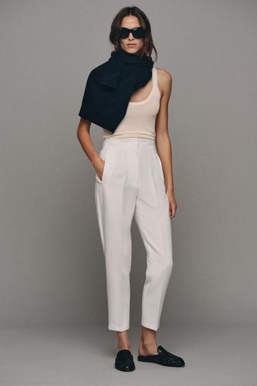 HIGH-WAIST TROUSERS - White by Zara