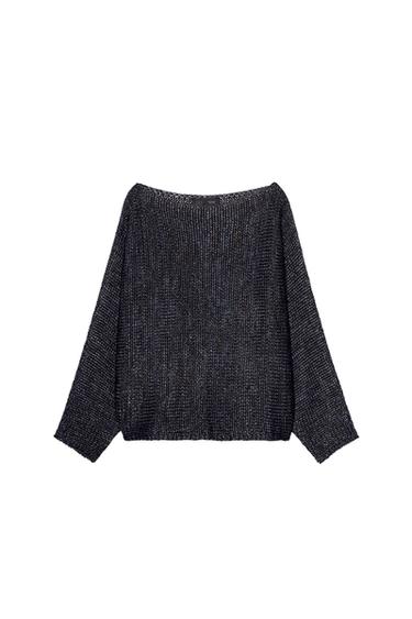 KNIT WIDE SLEEVE JUMPER - blue/black by Zara