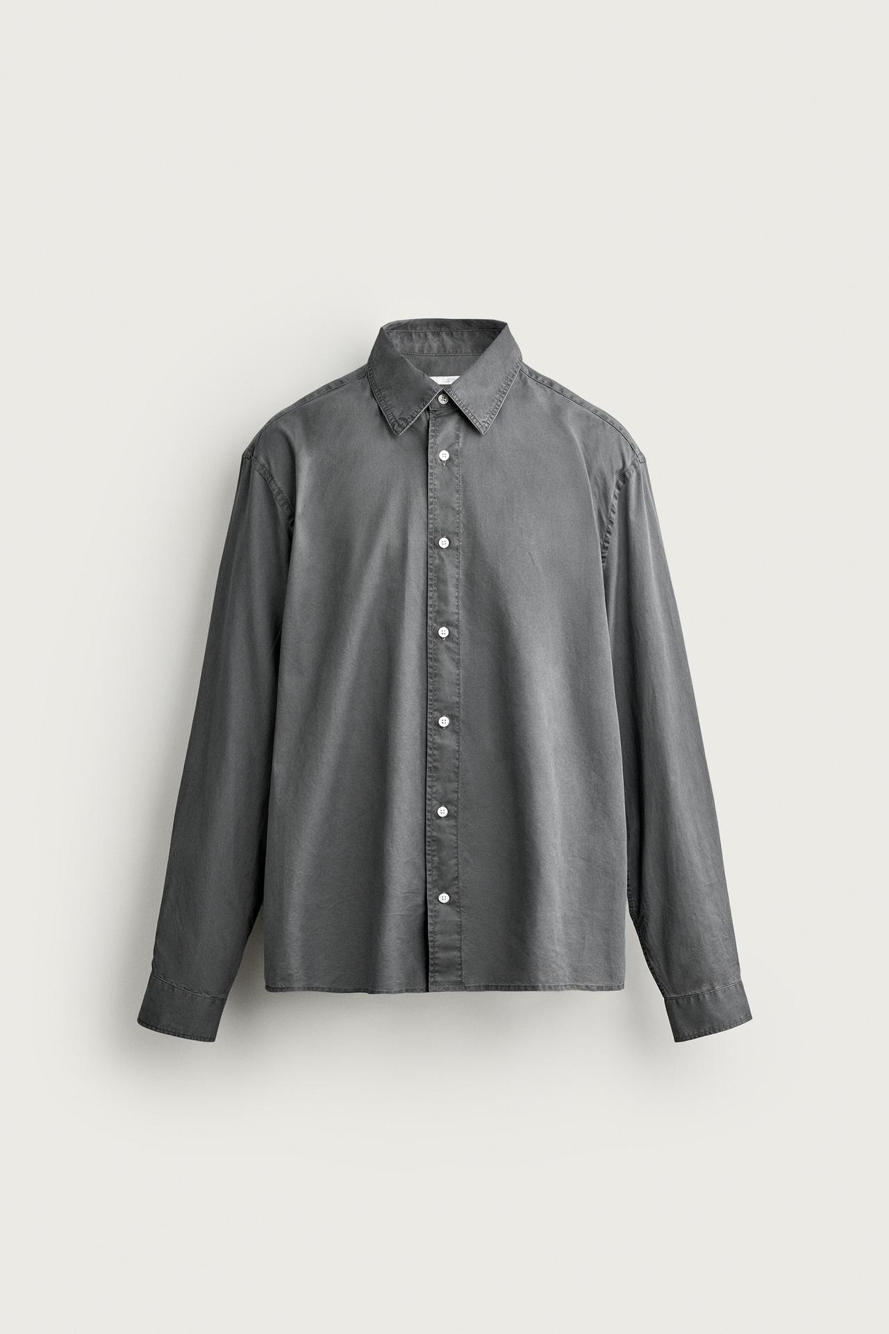WASHED RELAXED-FIT SHIRT — Charcoal