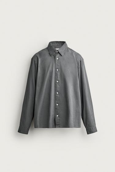 CAMISA RELAXED FIT LAVADA - Carbón de Zara