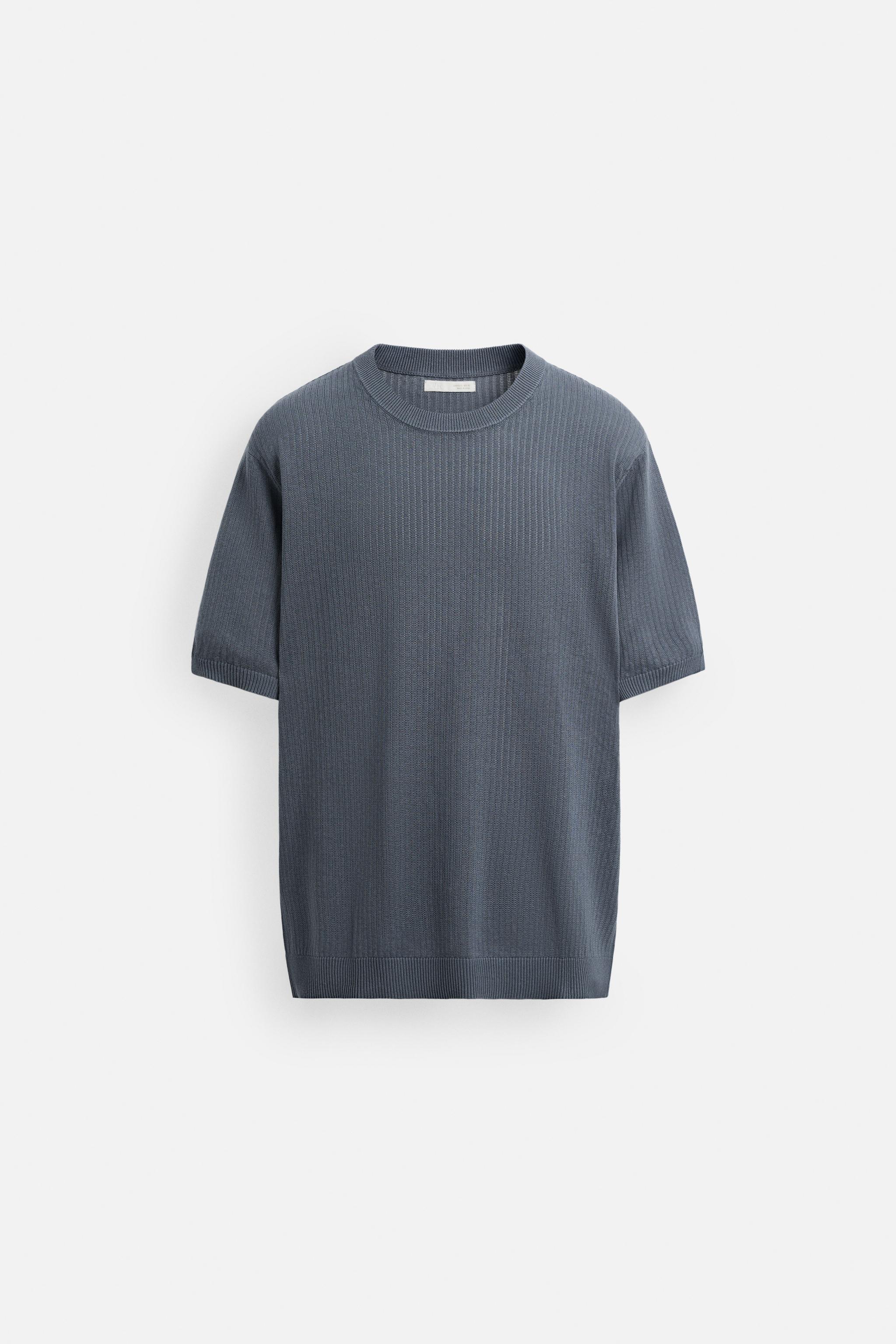 テクスチャーニットTシャツ - グレー/ブルー | ZARA Japan / 日本