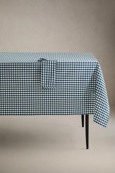 GINGHAM COTTON TABLECLOTH - Azul de Zara - Imagen 0