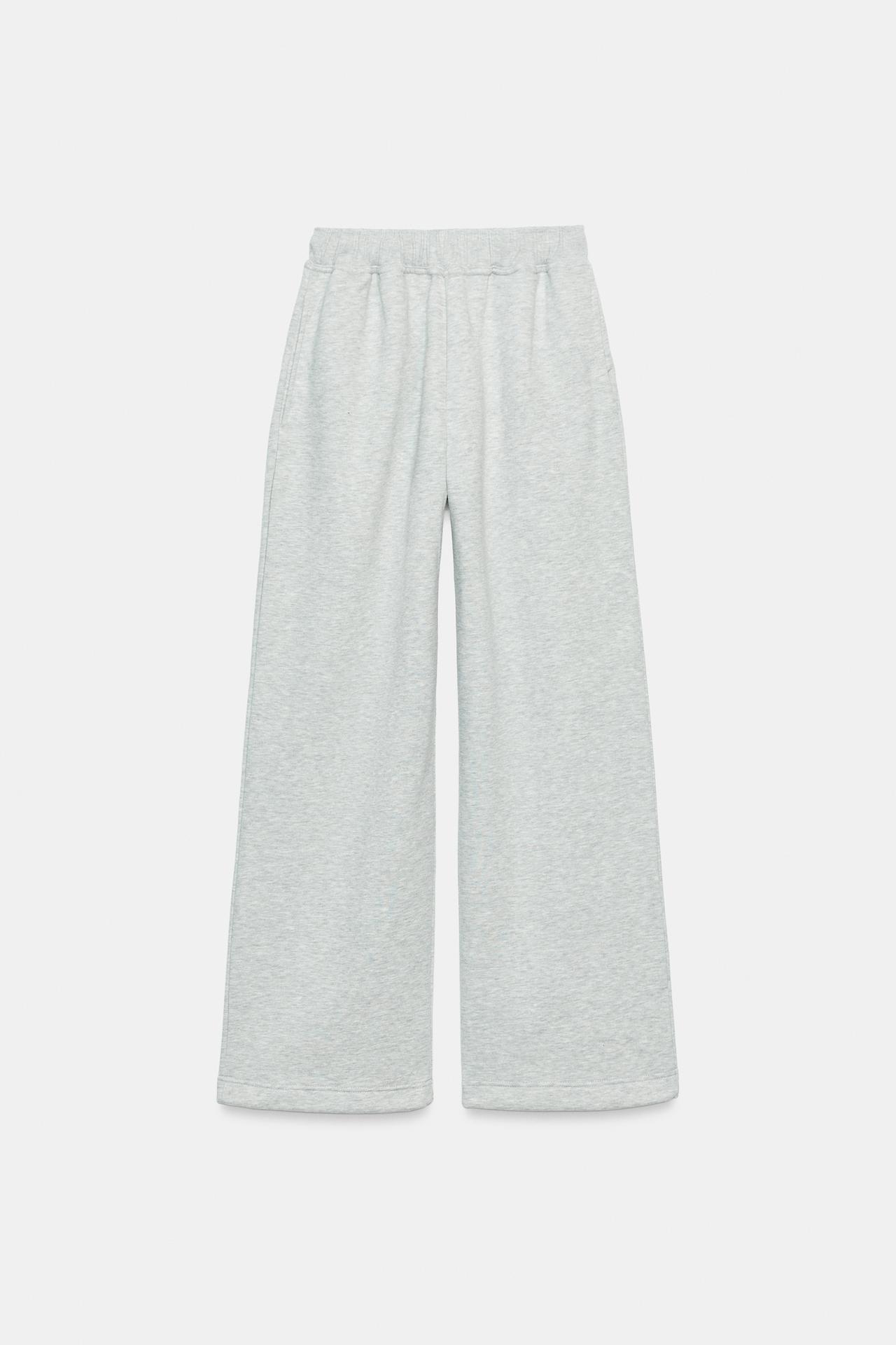 BASIC FLEECE PANTS — Gray marl